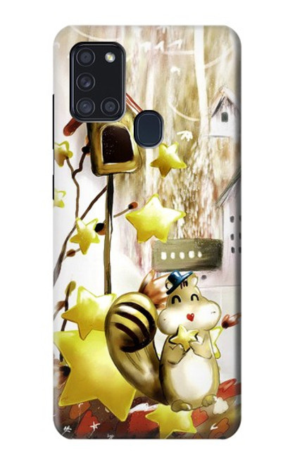 W0109 Cute Squirrel Cartoon Hard Case and Leather Flip Case For Samsung Galaxy A21s