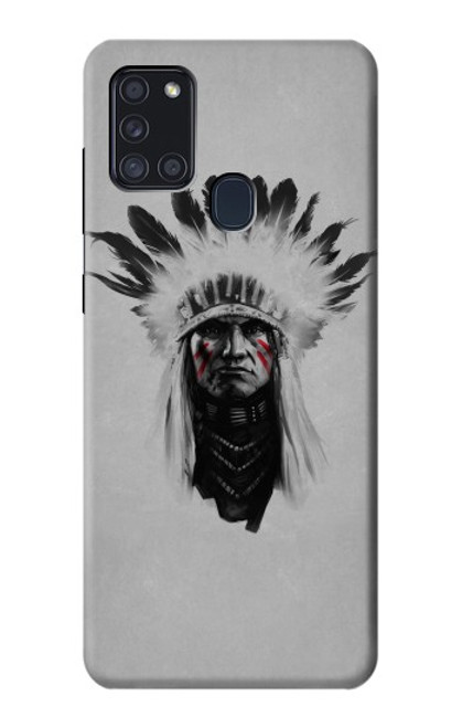 W0451 Indian Chief Hard Case and Leather Flip Case For Samsung Galaxy A21s