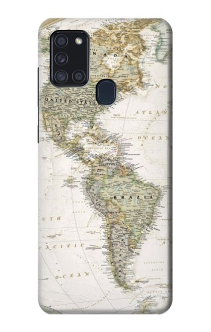W0604 World Map Hard Case and Leather Flip Case For Samsung Galaxy A21s
