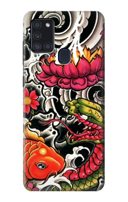 W0605 Yakuza Tattoo Hard Case and Leather Flip Case For Samsung Galaxy A21s