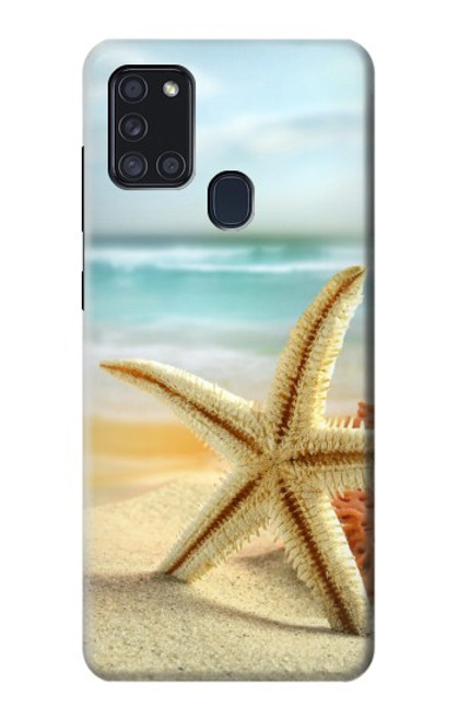 W1117 Starfish on the Beach Hard Case and Leather Flip Case For Samsung Galaxy A21s