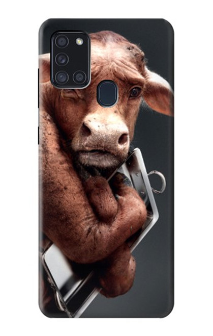 W1271 Crazy Cow Hard Case and Leather Flip Case For Samsung Galaxy A21s