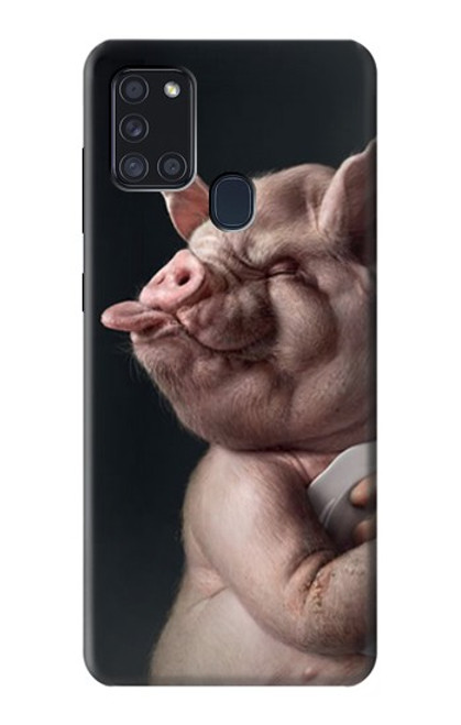 W1273 Crazy Pig Hard Case and Leather Flip Case For Samsung Galaxy A21s