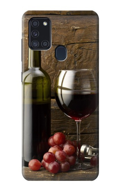 W1316 Grapes Bottle and Glass of Red Wine Hard Case and Leather Flip Case For Samsung Galaxy A21s