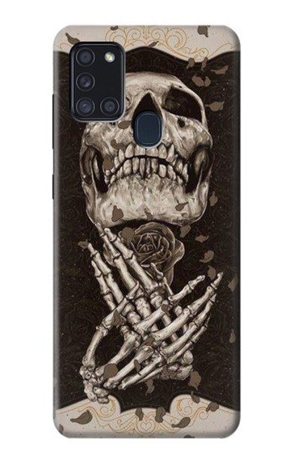 W1676 Skull Rose Hard Case and Leather Flip Case For Samsung Galaxy A21s