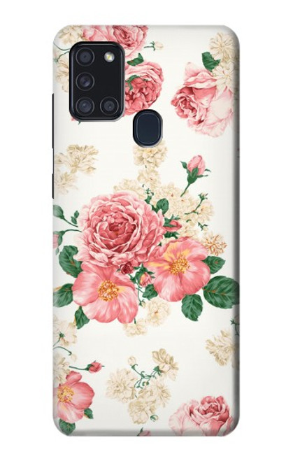 W1859 Rose Pattern Hard Case and Leather Flip Case For Samsung Galaxy A21s