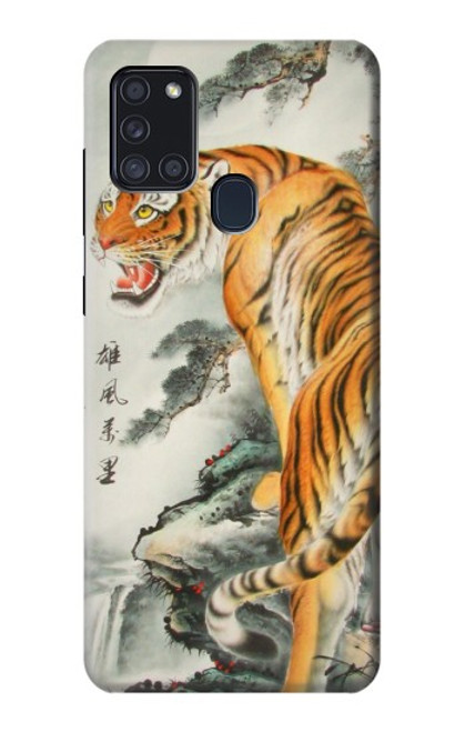 W1934 Chinese Tiger Painting Hard Case and Leather Flip Case For Samsung Galaxy A21s