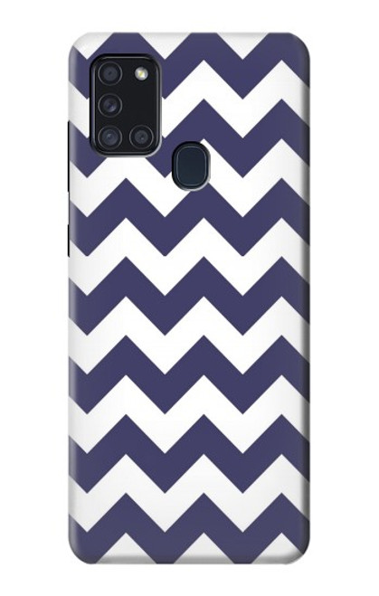 W2345 Navy Blue Shavron Zig Zag Pattern Hard Case and Leather Flip Case For Samsung Galaxy A21s