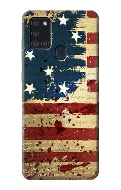 W2349 Old American Flag Hard Case and Leather Flip Case For Samsung Galaxy A21s