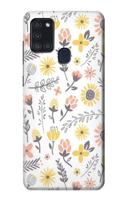 W2354 Pastel Flowers Pattern Hard Case and Leather Flip Case For Samsung Galaxy A21s