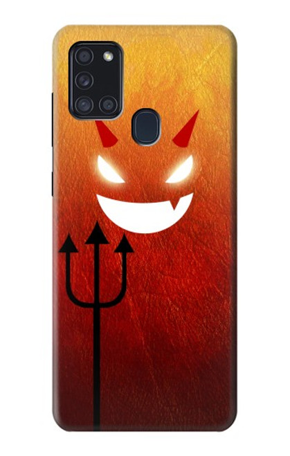 W2454 Red Cute Little Devil Cartoon Hard Case and Leather Flip Case For Samsung Galaxy A21s