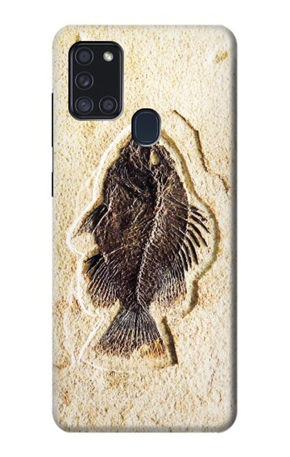 W2562 Fossil Fish Hard Case and Leather Flip Case For Samsung Galaxy A21s