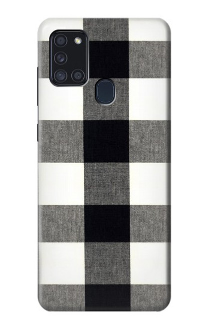 W2842 Black and White Buffalo Check Pattern Hard Case and Leather Flip Case For Samsung Galaxy A21s