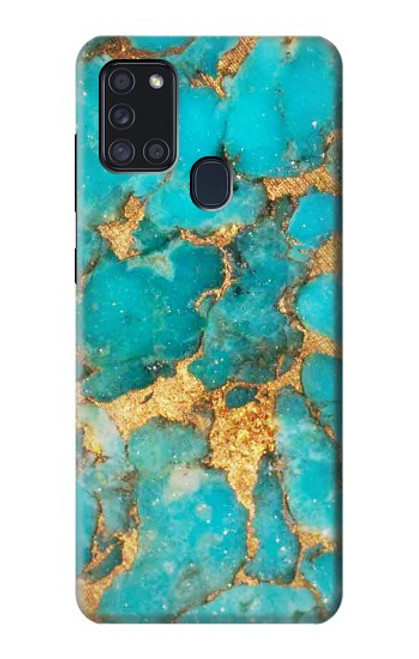 W2906 Aqua Turquoise Stone Hard Case and Leather Flip Case For Samsung Galaxy A21s