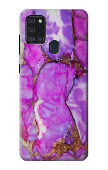 W2907 Purple Turquoise Stone Hard Case and Leather Flip Case For Samsung Galaxy A21s