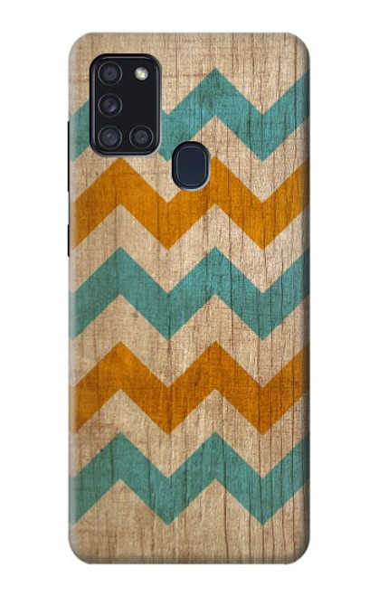 W3033 Vintage Wood Chevron Graphic Printed Hard Case and Leather Flip Case For Samsung Galaxy A21s