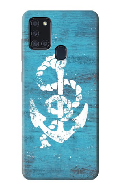 W3053 Marine Anchor Blue Hard Case and Leather Flip Case For Samsung Galaxy A21s