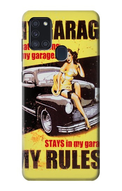 W3198 My Garage Pinup Girl Hard Case and Leather Flip Case For Samsung Galaxy A21s