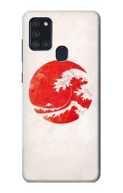 W3237 Waves Japan Flag Hard Case and Leather Flip Case For Samsung Galaxy A21s