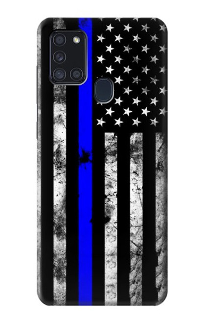 W3244 Thin Blue Line USA Hard Case and Leather Flip Case For Samsung Galaxy A21s