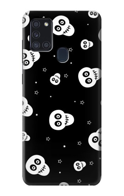 W3261 Smile Skull Halloween Pattern Hard Case and Leather Flip Case For Samsung Galaxy A21s