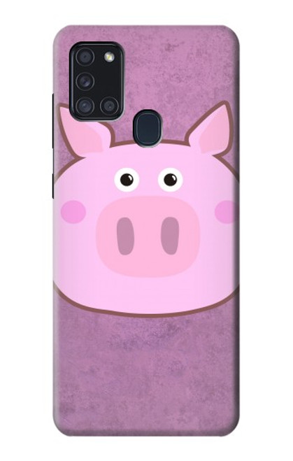 W3269 Pig Cartoon Hard Case and Leather Flip Case For Samsung Galaxy A21s