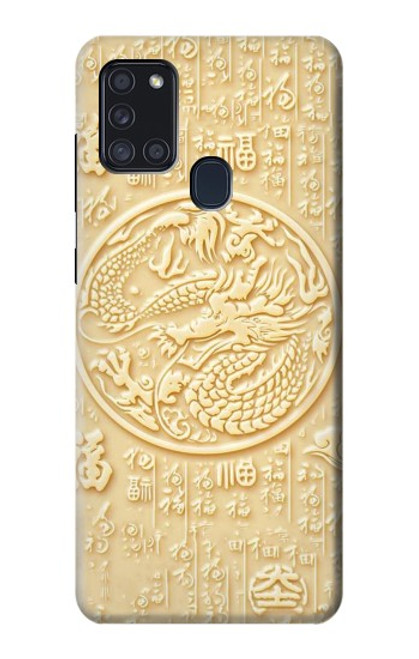 W3288 White Jade Dragon Graphic Painted Hard Case and Leather Flip Case For Samsung Galaxy A21s