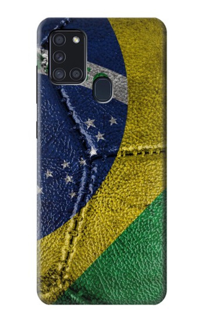 W3297 Brazil Flag Vintage Football Graphic Hard Case and Leather Flip Case For Samsung Galaxy A21s