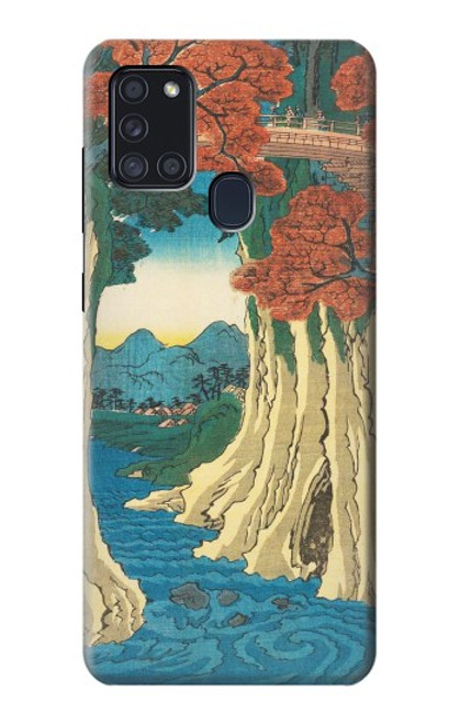 W3348 Utagawa Hiroshige The Monkey Bridge Hard Case and Leather Flip Case For Samsung Galaxy A21s