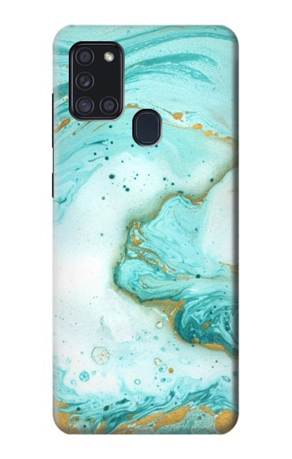 W3399 Green Marble Graphic Print Hard Case and Leather Flip Case For Samsung Galaxy A21s