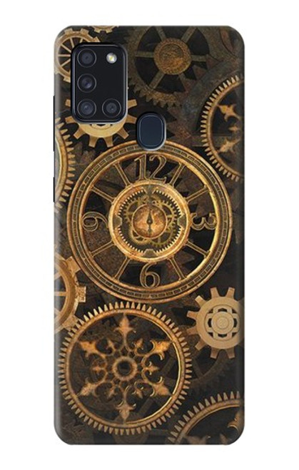 W3442 Clock Gear Hard Case and Leather Flip Case For Samsung Galaxy A21s