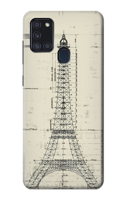 W3474 Eiffel Architectural Drawing Hard Case and Leather Flip Case For Samsung Galaxy A21s