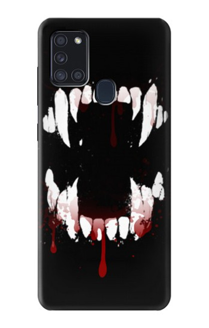 W3527 Vampire Teeth Bloodstain Hard Case and Leather Flip Case For Samsung Galaxy A21s