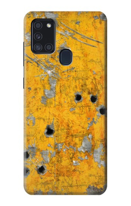 W3528 Bullet Rusting Yellow Metal Hard Case and Leather Flip Case For Samsung Galaxy A21s