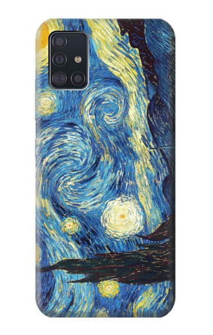 W0213 Van Gogh Starry Nights Hard Case and Leather Flip Case For Samsung Galaxy A51 5G [for A51 5G only. NOT for A51]