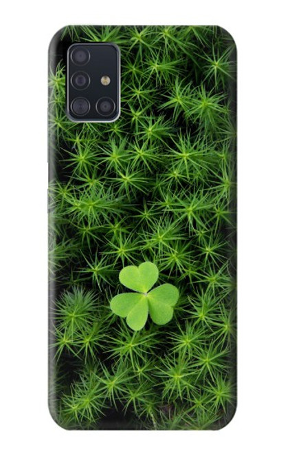 W0358 Clover Lucky Leaf Hard Case and Leather Flip Case For Samsung Galaxy A51 5G [for A51 5G only. NOT for A51]