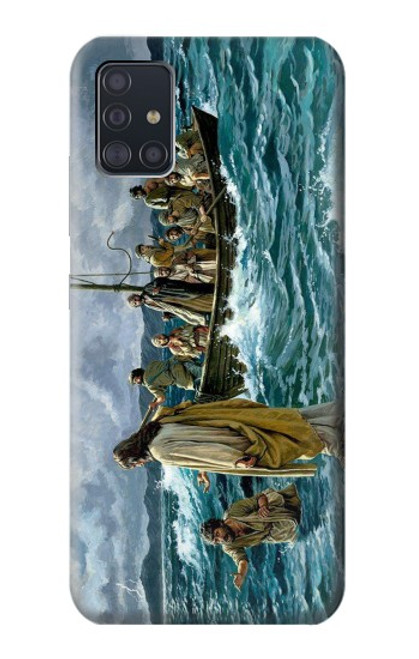 W1722 Jesus Walk on The Sea Hard Case and Leather Flip Case For Samsung Galaxy A51 5G [for A51 5G only. NOT for A51]