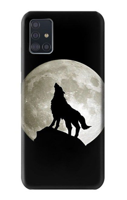 W1981 Wolf Howling at The Moon Hard Case and Leather Flip Case For Samsung Galaxy A51 5G [for A51 5G only. NOT for A51]