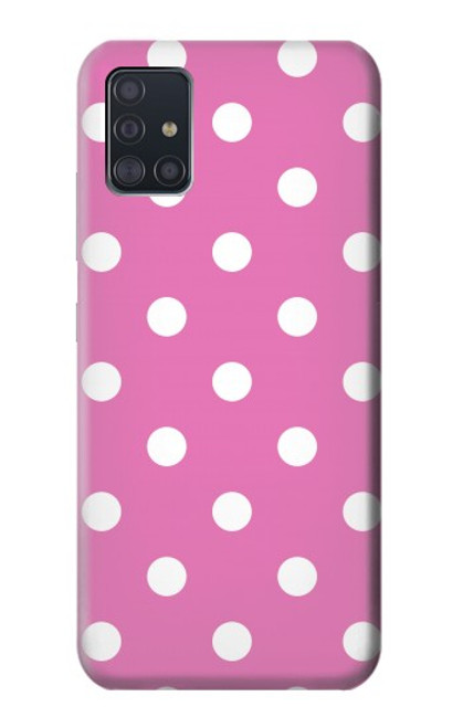 W2358 Pink Polka Dots Hard Case and Leather Flip Case For Samsung Galaxy A51 5G [for A51 5G only. NOT for A51]