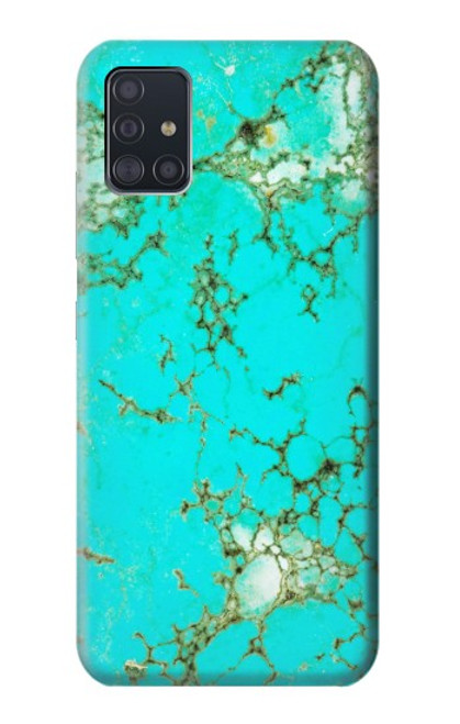 W2377 Turquoise Gemstone Texture Graphic Printed Hard Case and Leather Flip Case For Samsung Galaxy A51 5G [for A51 5G only. NOT for A51]