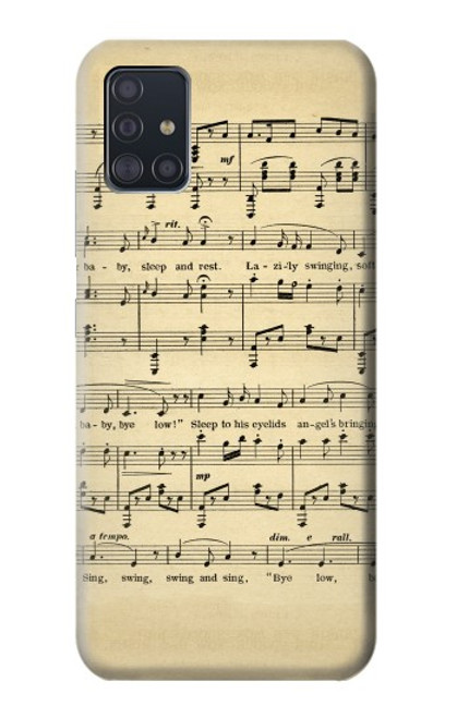 W2504 Vintage Music Sheet Hard Case and Leather Flip Case For Samsung Galaxy A51 5G [for A51 5G only. NOT for A51]