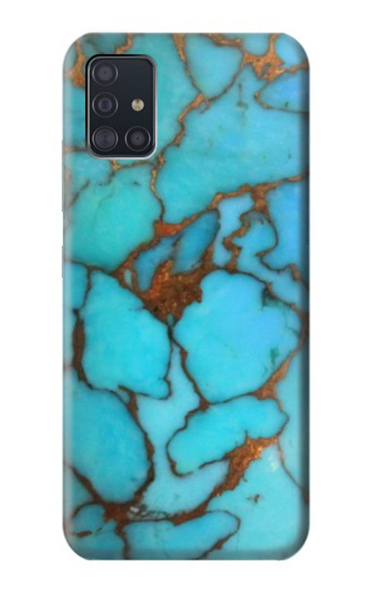 W2685 Aqua Turquoise Gemstone Graphic Printed Hard Case and Leather Flip Case For Samsung Galaxy A51 5G [for A51 5G only. NOT for A51]