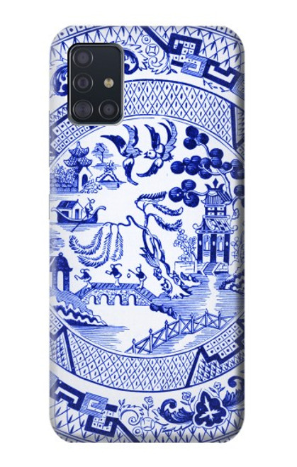 W2768 Willow Pattern Graphic Hard Case and Leather Flip Case For Samsung Galaxy A51 5G [for A51 5G only. NOT for A51]