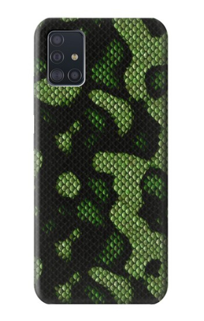 W2877 Green Snake Skin Graphic Printed Hard Case and Leather Flip Case For Samsung Galaxy A51 5G [for A51 5G only. NOT for A51]