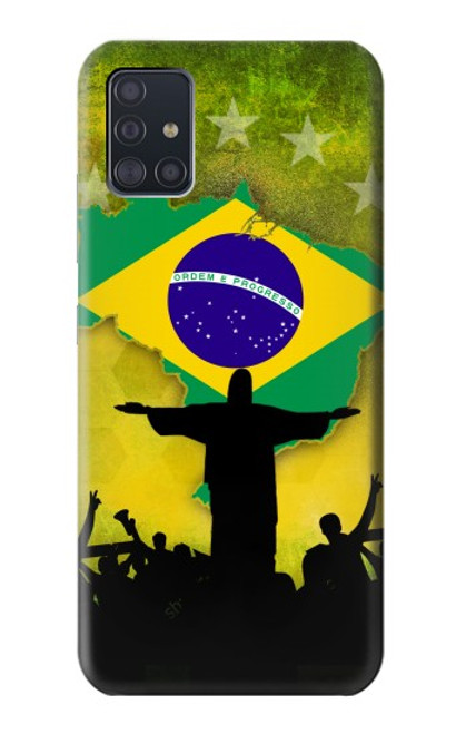 W2981 Brazil Football Soccer Hard Case and Leather Flip Case For Samsung Galaxy A51 5G [for A51 5G only. NOT for A51]