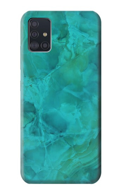 W3147 Aqua Marble Stone Hard Case and Leather Flip Case For Samsung Galaxy A51 5G [for A51 5G only. NOT for A51]