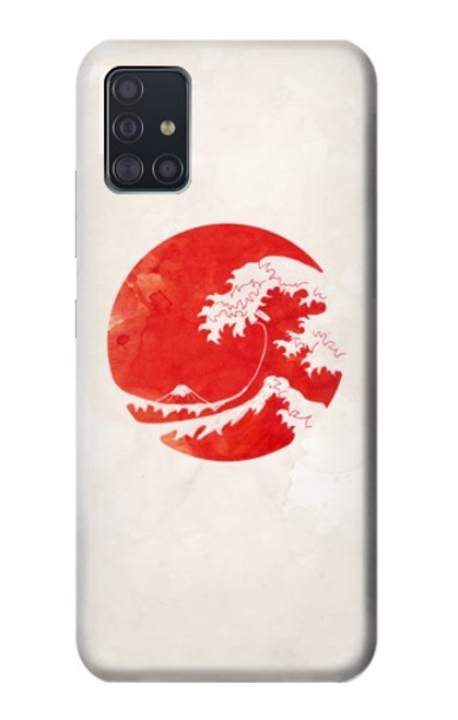 W3237 Waves Japan Flag Hard Case and Leather Flip Case For Samsung Galaxy A51 5G [for A51 5G only. NOT for A51]