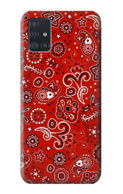 W3354 Red Classic Bandana Hard Case and Leather Flip Case For Samsung Galaxy A51 5G [for A51 5G only. NOT for A51]