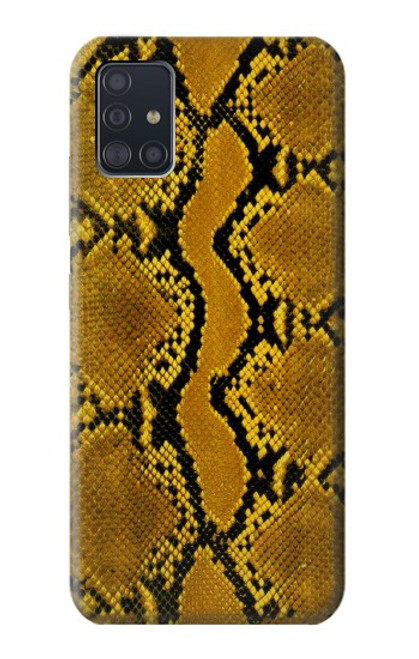 W3365 Yellow Python Skin Graphic Print Hard Case and Leather Flip Case For Samsung Galaxy A51 5G [for A51 5G only. NOT for A51]