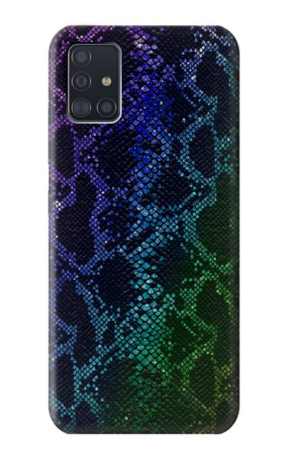 W3366 Rainbow Python Skin Graphic Print Hard Case and Leather Flip Case For Samsung Galaxy A51 5G [for A51 5G only. NOT for A51]